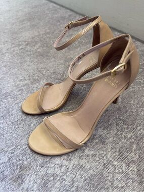 Stuart Weitzman NudistSong Stiletto Sandal - Adobe Aniline (Beige) - 7.5M